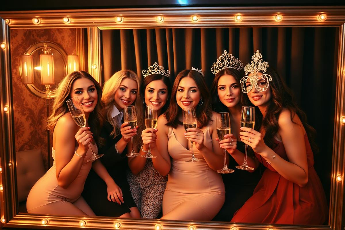 Group of guests with champagne